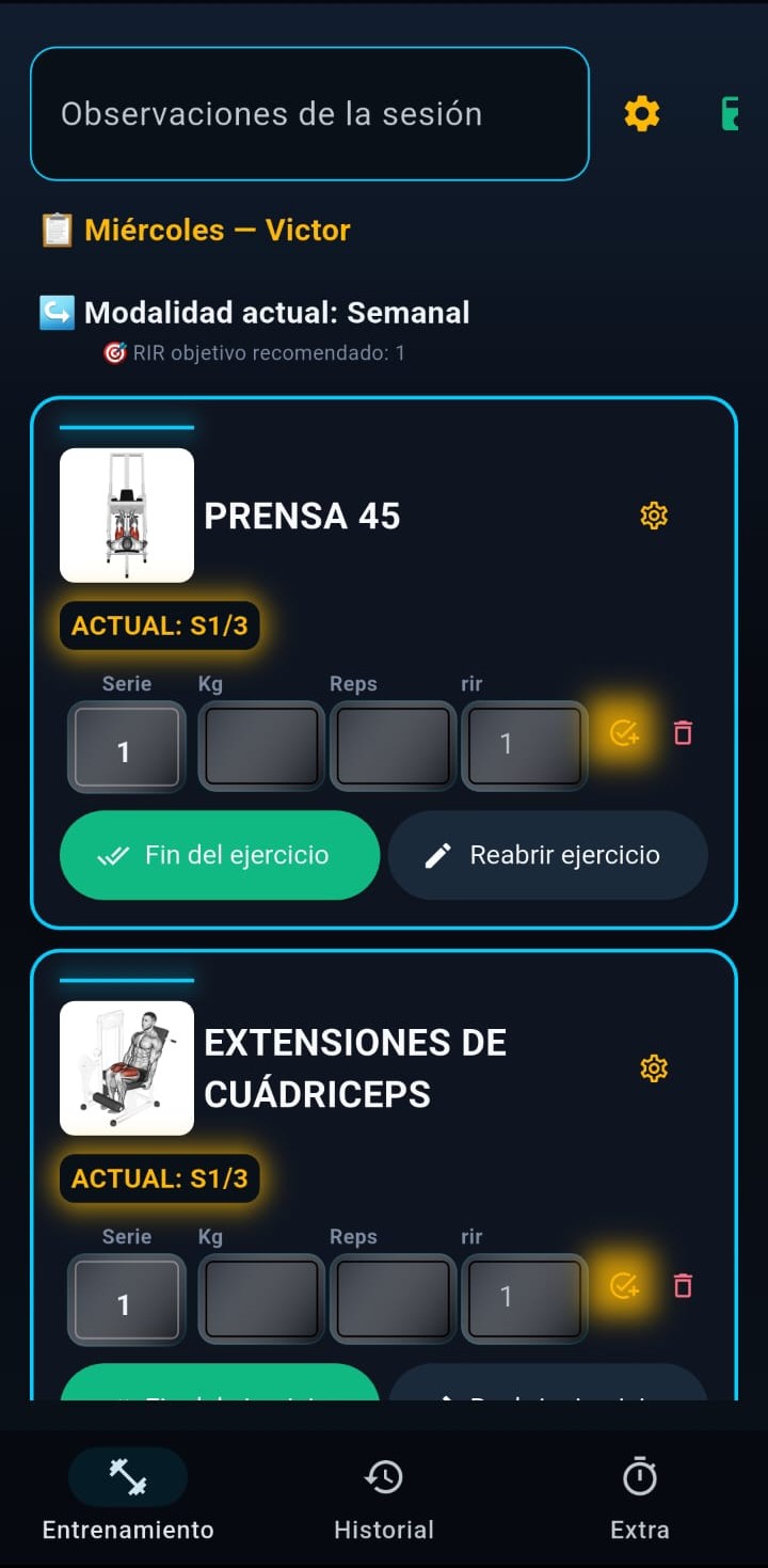 Sesión de entrenamiento activa en Arise Fit
